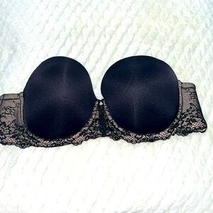 Torrid Bra Black Tan Strapless Lace Push Up Underwire *No Straps Included*